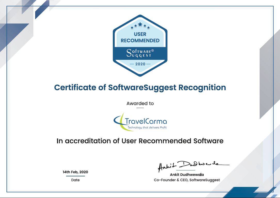TravelCarma Awarded by SoftwareSuggest